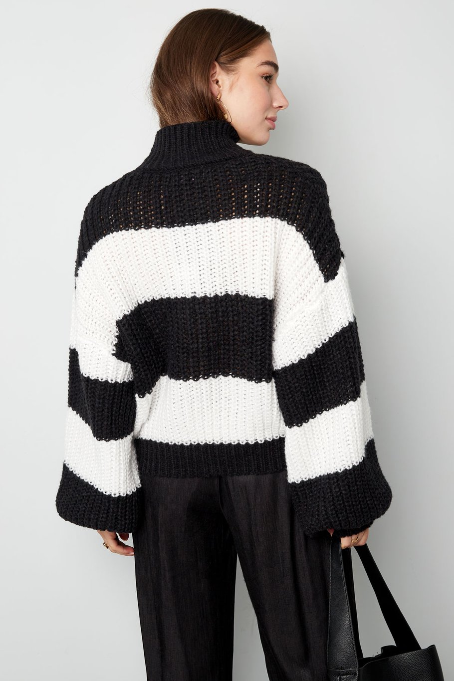 Warmer gestreifter Strickpullover - grün Bild13